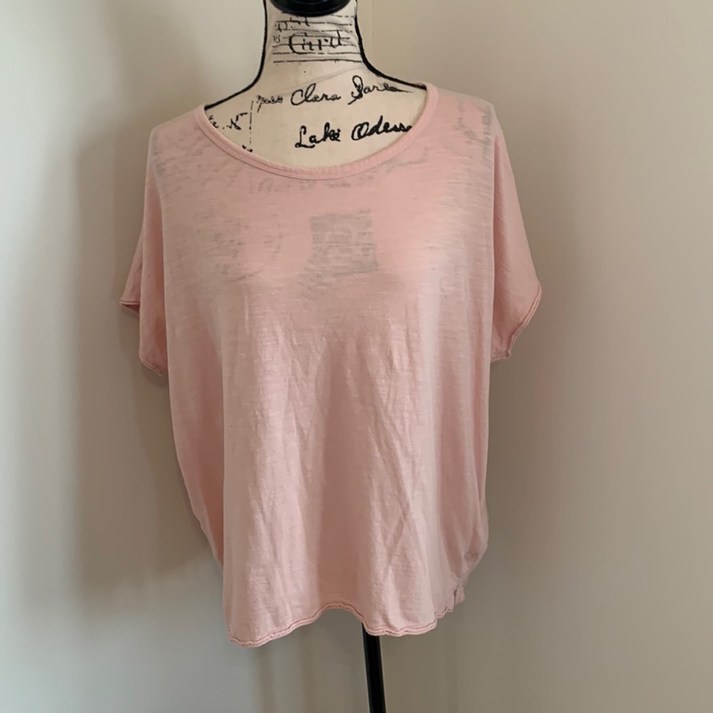 Banana Republic Cozy Slub Cropped T-Shirt (Pink Blush)